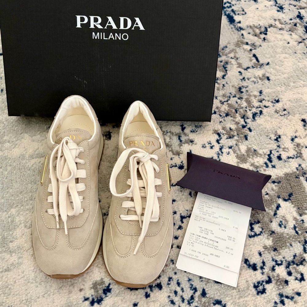 Prada Pomice Camoscio Suede Sneakers - EU 37 / US 7 - Picture 3 of 11
